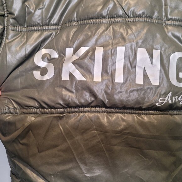 Kids' 4T "Skiing Angels" Puffer Coat - Olive Grey/Silver Lining - Picture 6 of 6